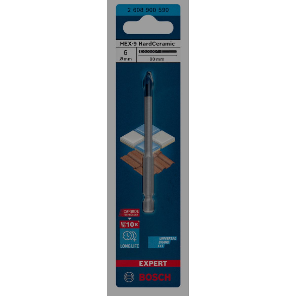 Bosch Expert HEX-9 Hard Ceramic Tile Drill Bit 6 x 90mm (0.24 x 3.54 in)