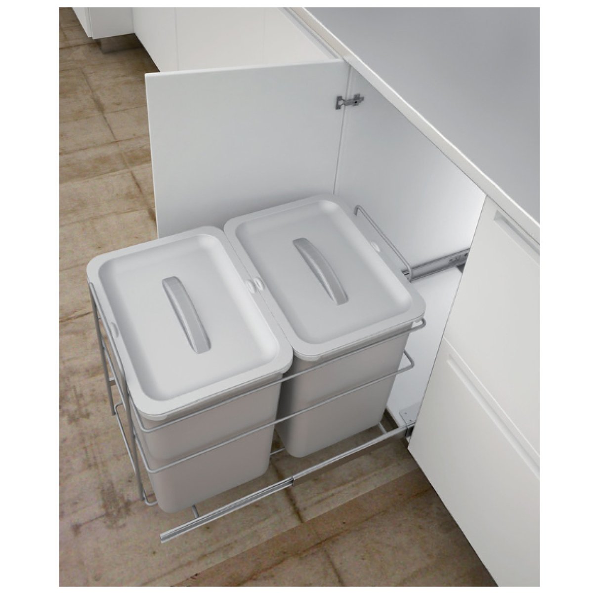Hafele 400mm (15.75 in) Pull Out Waste Bins 2 x 16L