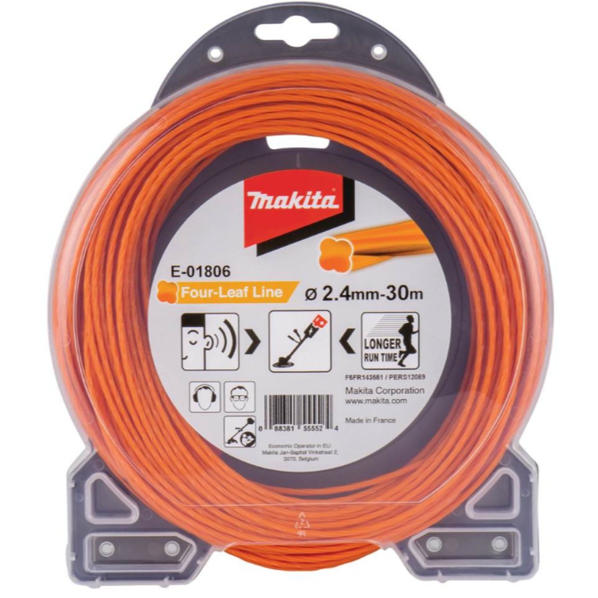 Makita E-01806 2.4mm (0.09 in) x 30m Four Leaf Nylon Trimmer Line Cable