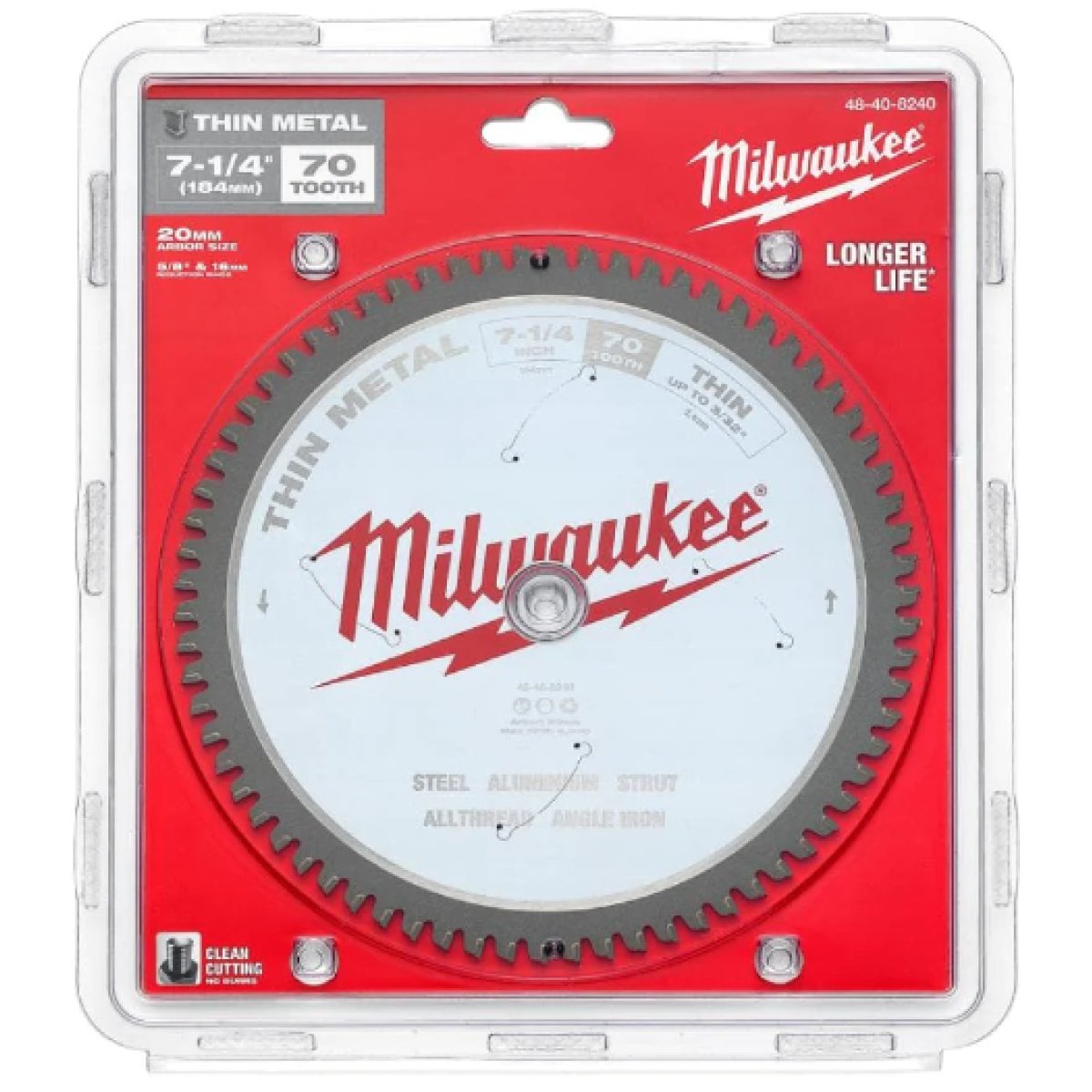 Milwaukee 48408240 184mm (7 1-4″) 70T Thin Metal Circular Saw Blade