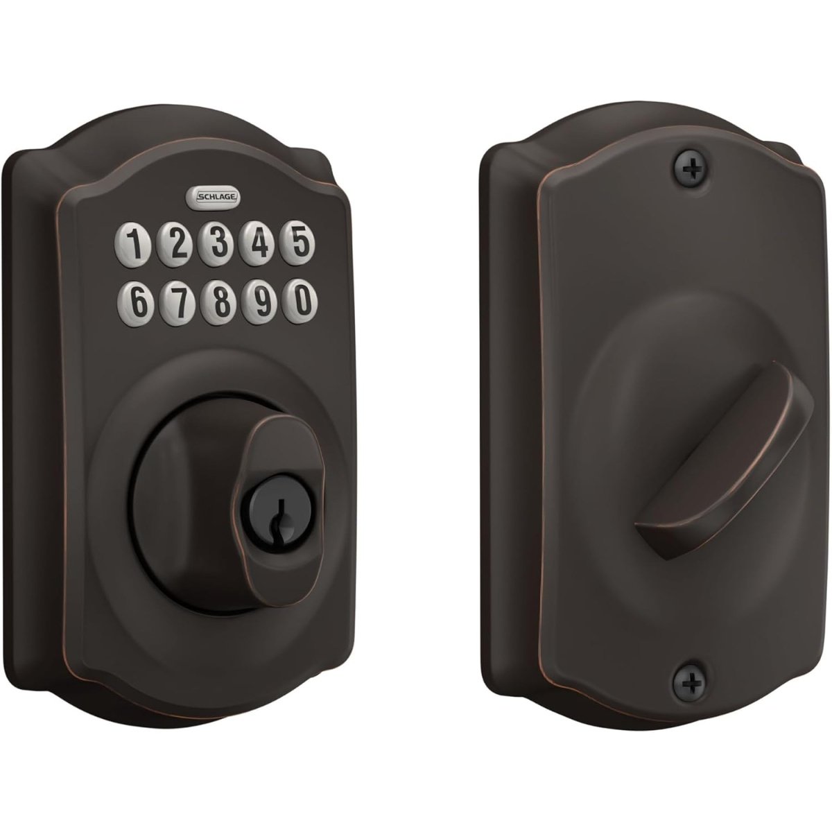SCHLAGE BE365 Electronic Keypad Deadbolt Lock, Camelot Trim