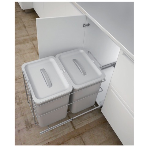 Hafele 400mm (15.75 in) Pull Out Waste Bins 2 x 16L