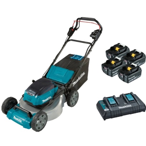 Makita DLM536PT4X 36V (18Vx2) 534mm (21″) 5.0Ah Cordless Brushless Self-Propelled Lawn Mower Kit