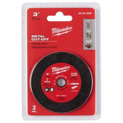 Milwaukee 49943000 3 Pack 76mm (3”) Compact Cut Off Tool Metal Cut-Off Disc