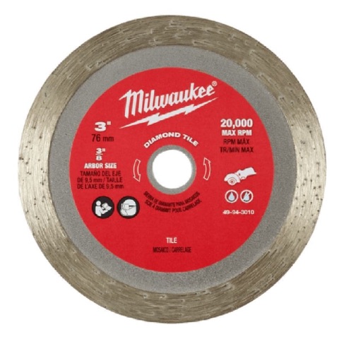 Milwaukee 49943010 76mm (3”) Compact Cut Off Tool Diamond Tile Blade Suits M12FCOT-0